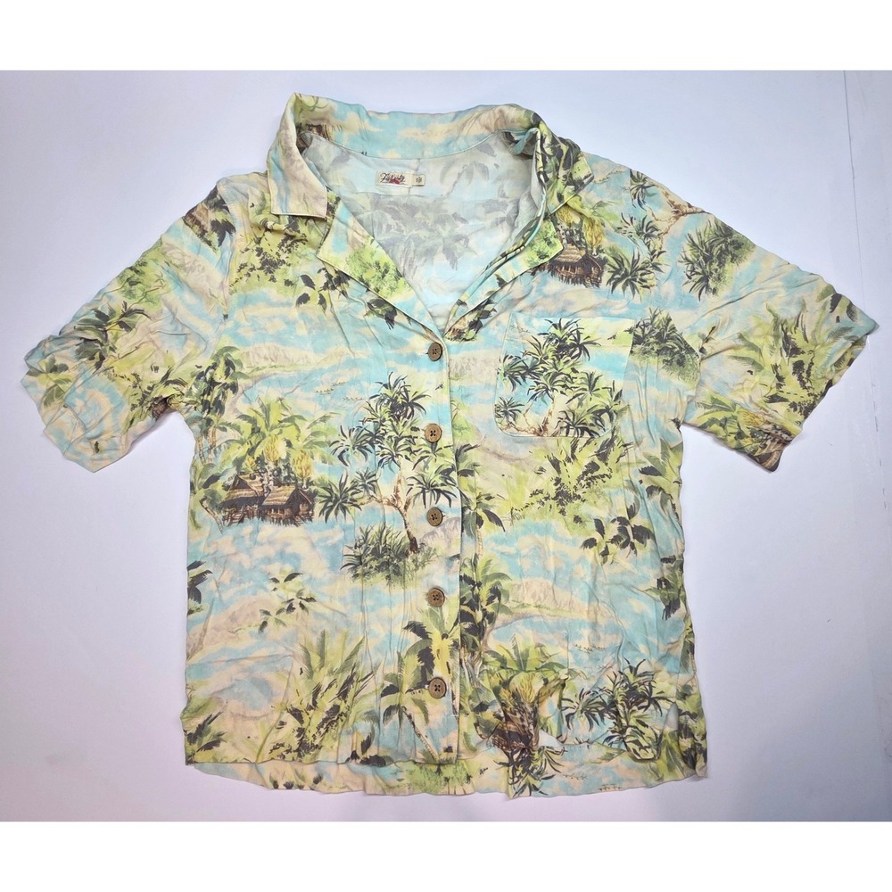 Faherty Brand Tropical Palm Tree Print Ecovero Button Down Shirt WTS2224-OAB S
